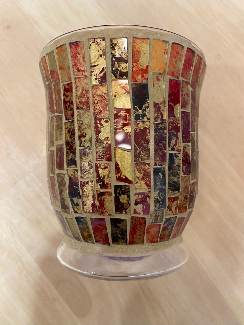 Mosaic Glass Tiled Candle Holder - Warm Amber & Gold - Picture 5 of 5